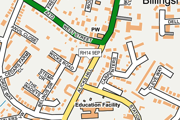 RH14 9EP map - OS OpenMap – Local (Ordnance Survey)