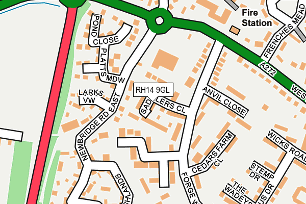 RH14 9GL map - OS OpenMap – Local (Ordnance Survey)