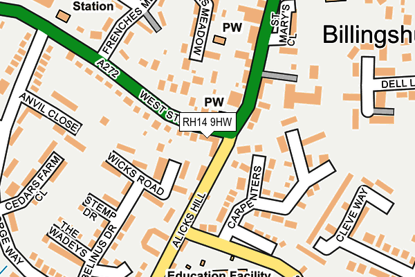 RH14 9HW map - OS OpenMap – Local (Ordnance Survey)
