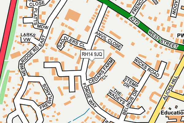 RH14 9JQ map - OS OpenMap – Local (Ordnance Survey)