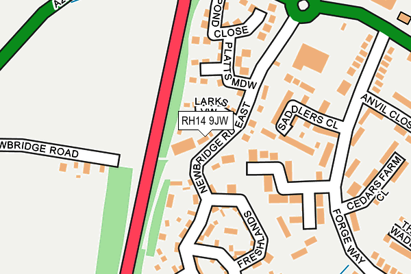 RH14 9JW map - OS OpenMap – Local (Ordnance Survey)