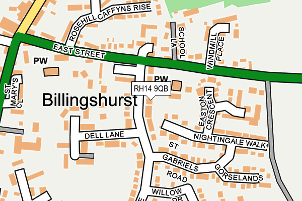 RH14 9QB map - OS OpenMap – Local (Ordnance Survey)