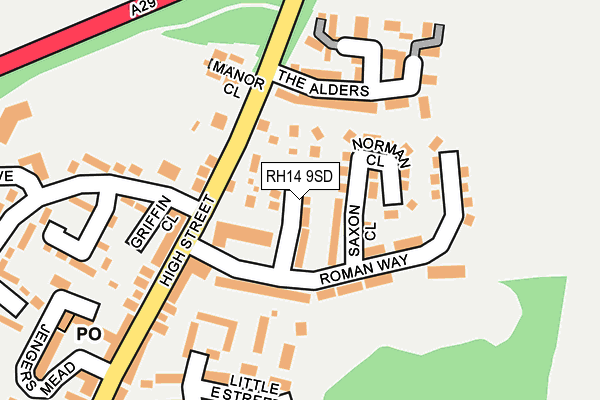 RH14 9SD map - OS OpenMap – Local (Ordnance Survey)