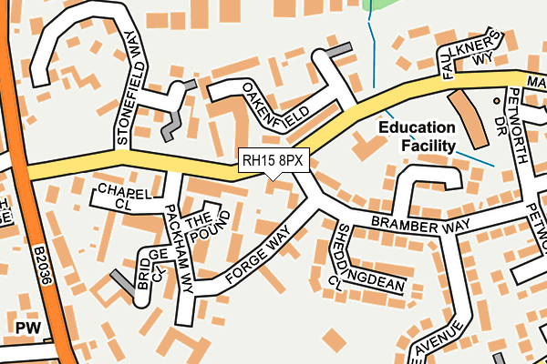 RH15 8PX map - OS OpenMap – Local (Ordnance Survey)