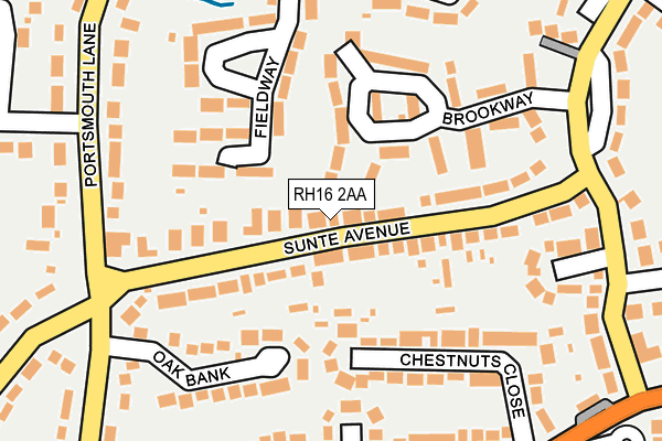 RH16 2AA map - OS OpenMap – Local (Ordnance Survey)