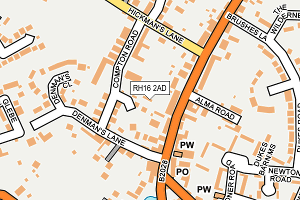 RH16 2AD map - OS OpenMap – Local (Ordnance Survey)