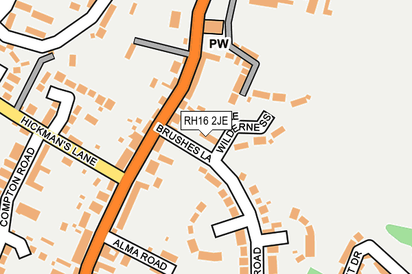 RH16 2JE map - OS OpenMap – Local (Ordnance Survey)