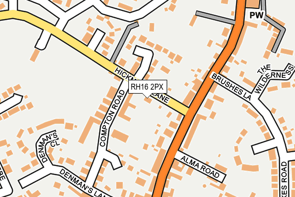 RH16 2PX map - OS OpenMap – Local (Ordnance Survey)