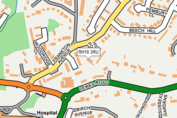 RH16 3RU map - OS OpenMap – Local (Ordnance Survey)