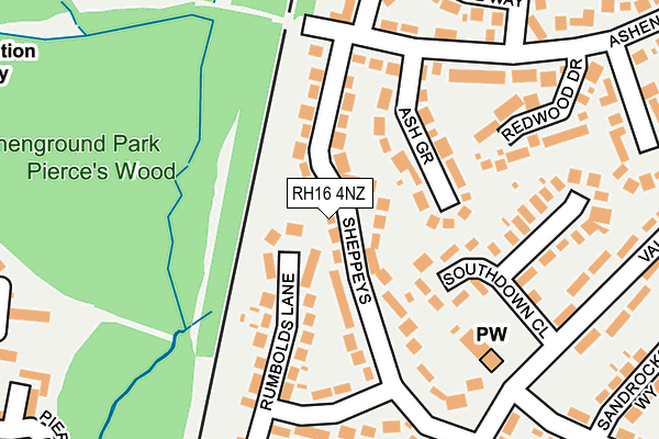 RH16 4NZ map - OS OpenMap – Local (Ordnance Survey)