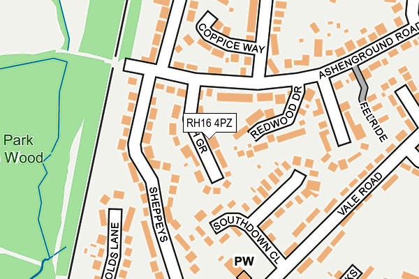RH16 4PZ map - OS OpenMap – Local (Ordnance Survey)