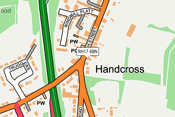 Map of HANDCROSS BUTCHERS LTD at local scale