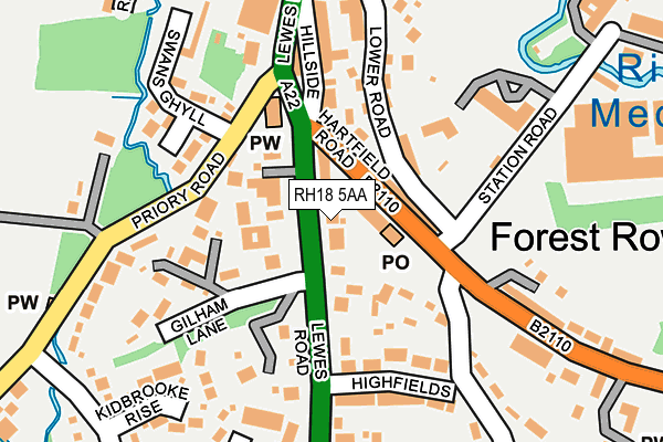 RH18 5AA map - OS OpenMap – Local (Ordnance Survey)