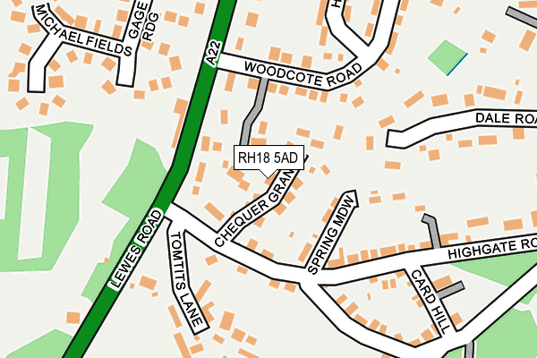 RH18 5AD map - OS OpenMap – Local (Ordnance Survey)