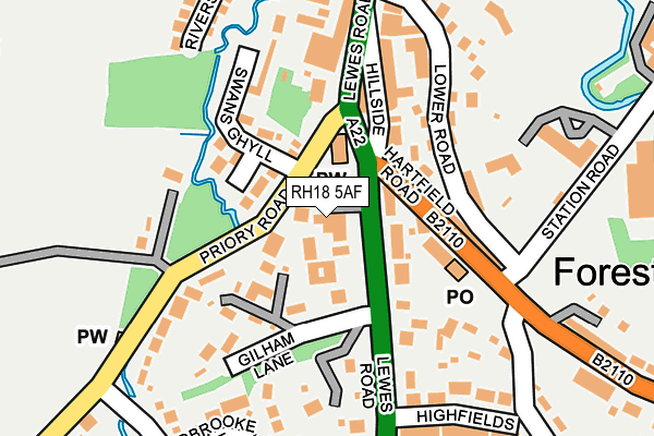 RH18 5AF map - OS OpenMap – Local (Ordnance Survey)