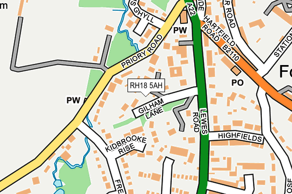 RH18 5AH map - OS OpenMap – Local (Ordnance Survey)