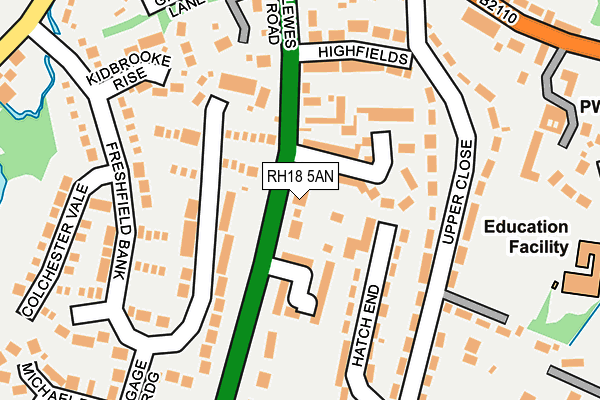 RH18 5AN map - OS OpenMap – Local (Ordnance Survey)