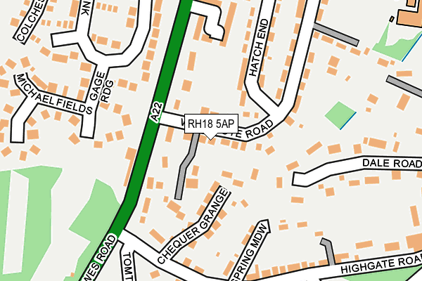 RH18 5AP map - OS OpenMap – Local (Ordnance Survey)