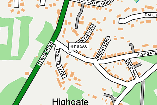 RH18 5AX map - OS OpenMap – Local (Ordnance Survey)