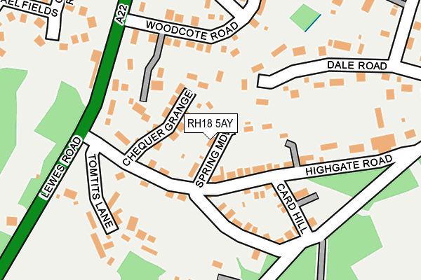 RH18 5AY map - OS OpenMap – Local (Ordnance Survey)