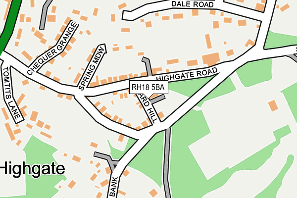 RH18 5BA map - OS OpenMap – Local (Ordnance Survey)