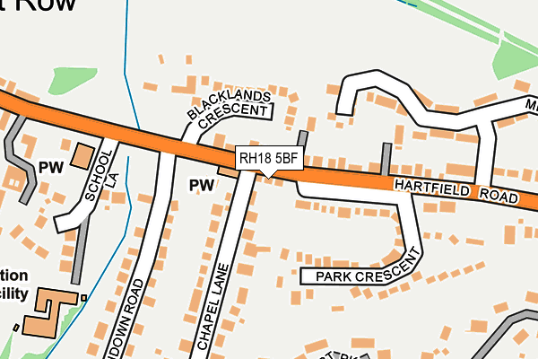 RH18 5BF map - OS OpenMap – Local (Ordnance Survey)