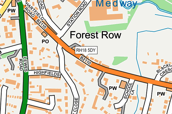 RH18 5DY map - OS OpenMap – Local (Ordnance Survey)