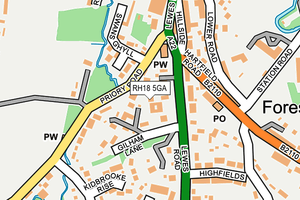 RH18 5GA map - OS OpenMap – Local (Ordnance Survey)