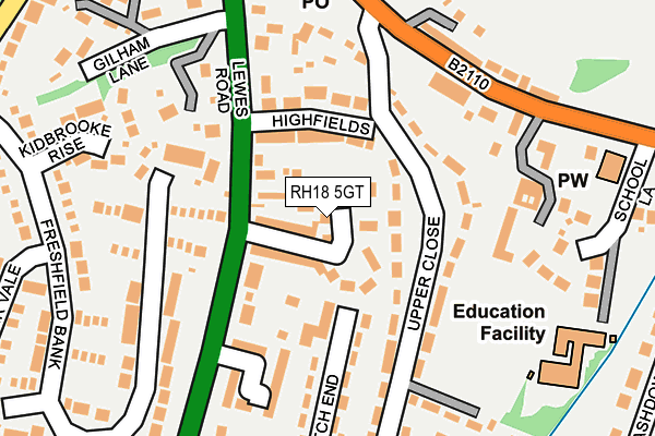 RH18 5GT map - OS OpenMap – Local (Ordnance Survey)