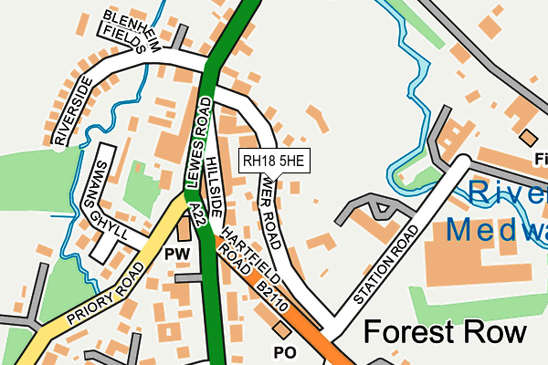 RH18 5HE map - OS OpenMap – Local (Ordnance Survey)
