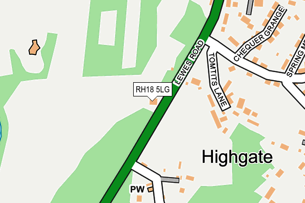 RH18 5LG map - OS OpenMap – Local (Ordnance Survey)