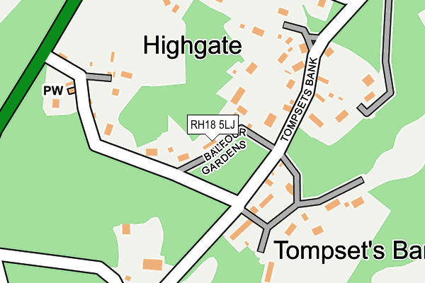 RH18 5LJ map - OS OpenMap – Local (Ordnance Survey)