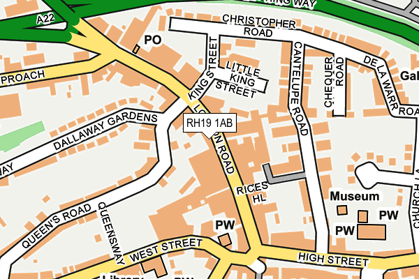 RH19 1AB map - OS OpenMap – Local (Ordnance Survey)