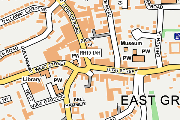 RH19 1AH map - OS OpenMap – Local (Ordnance Survey)