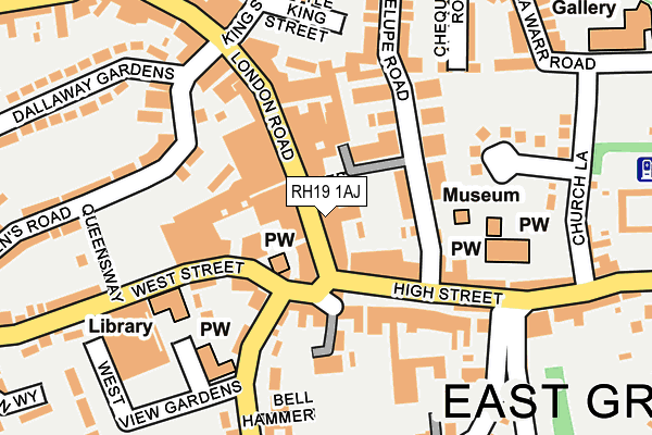 RH19 1AJ map - OS OpenMap – Local (Ordnance Survey)