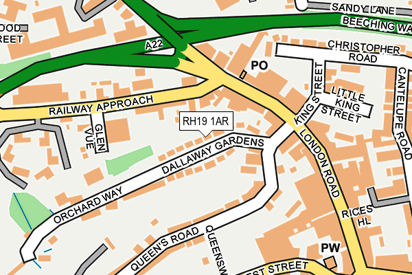 RH19 1AR map - OS OpenMap – Local (Ordnance Survey)