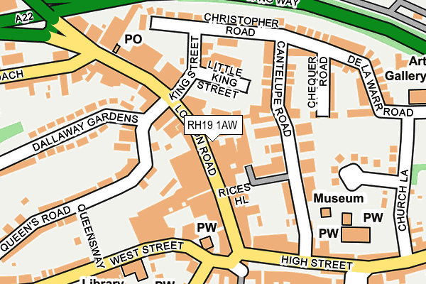 RH19 1AW map - OS OpenMap – Local (Ordnance Survey)
