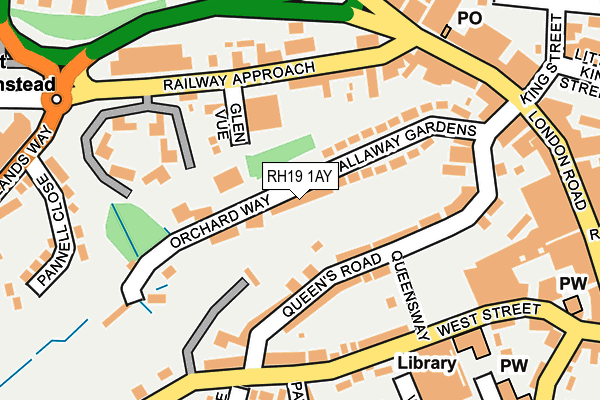 RH19 1AY map - OS OpenMap – Local (Ordnance Survey)