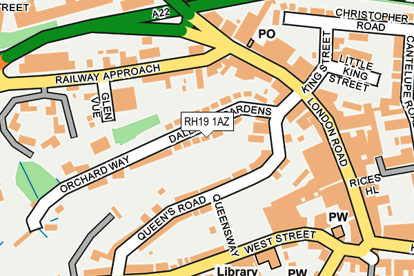 RH19 1AZ map - OS OpenMap – Local (Ordnance Survey)
