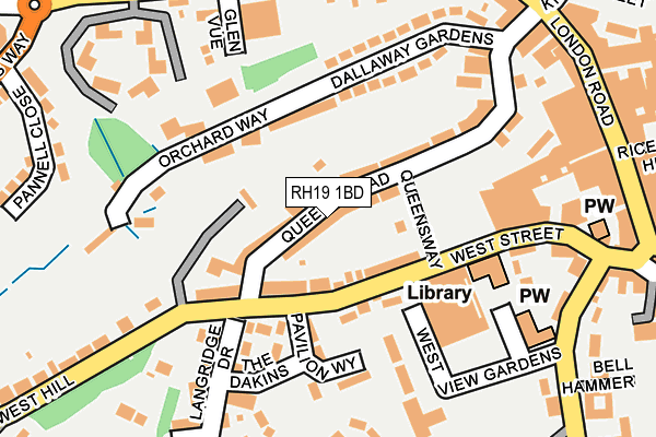 RH19 1BD map - OS OpenMap – Local (Ordnance Survey)
