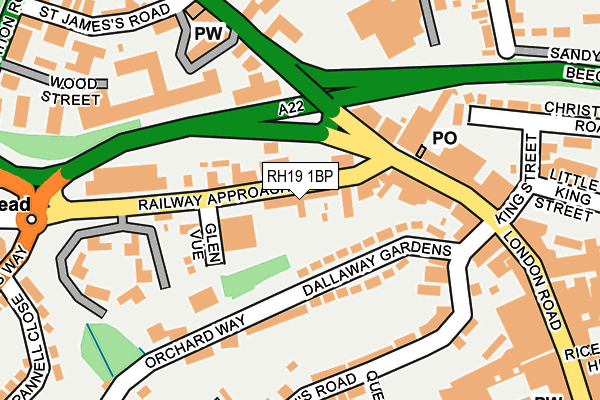 RH19 1BP map - OS OpenMap – Local (Ordnance Survey)