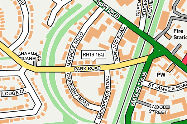 RH19 1BQ map - OS OpenMap – Local (Ordnance Survey)