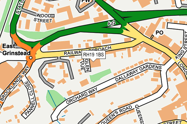 RH19 1BS map - OS OpenMap – Local (Ordnance Survey)
