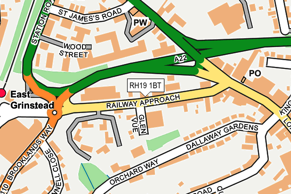 RH19 1BT map - OS OpenMap – Local (Ordnance Survey)