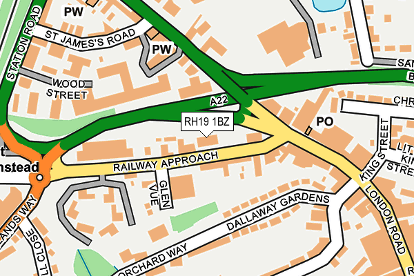 RH19 1BZ map - OS OpenMap – Local (Ordnance Survey)