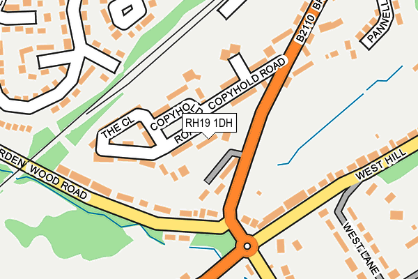 RH19 1DH map - OS OpenMap – Local (Ordnance Survey)