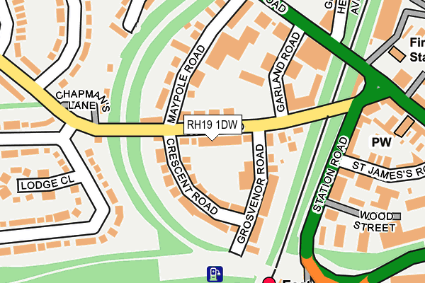 RH19 1DW map - OS OpenMap – Local (Ordnance Survey)