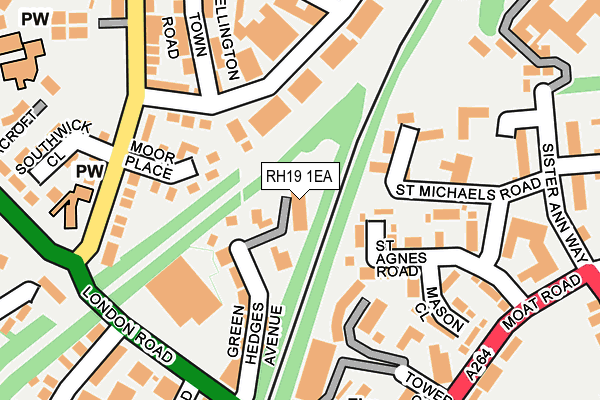 RH19 1EA map - OS OpenMap – Local (Ordnance Survey)