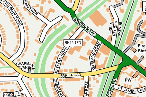 RH19 1ED map - OS OpenMap – Local (Ordnance Survey)