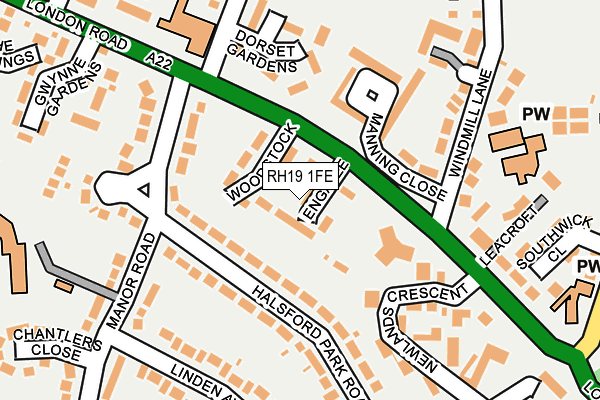 RH19 1FE map - OS OpenMap – Local (Ordnance Survey)